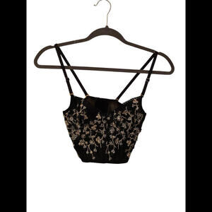 Black & Gold Embroidered Crop Top Sz.M